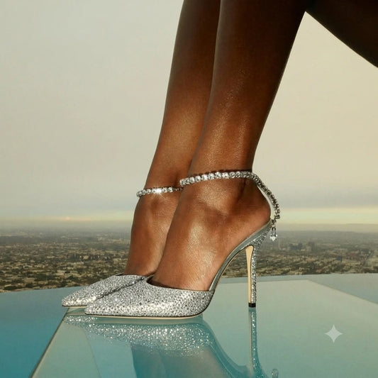 Jimmy Choo Saeda Heels – Black & Silver