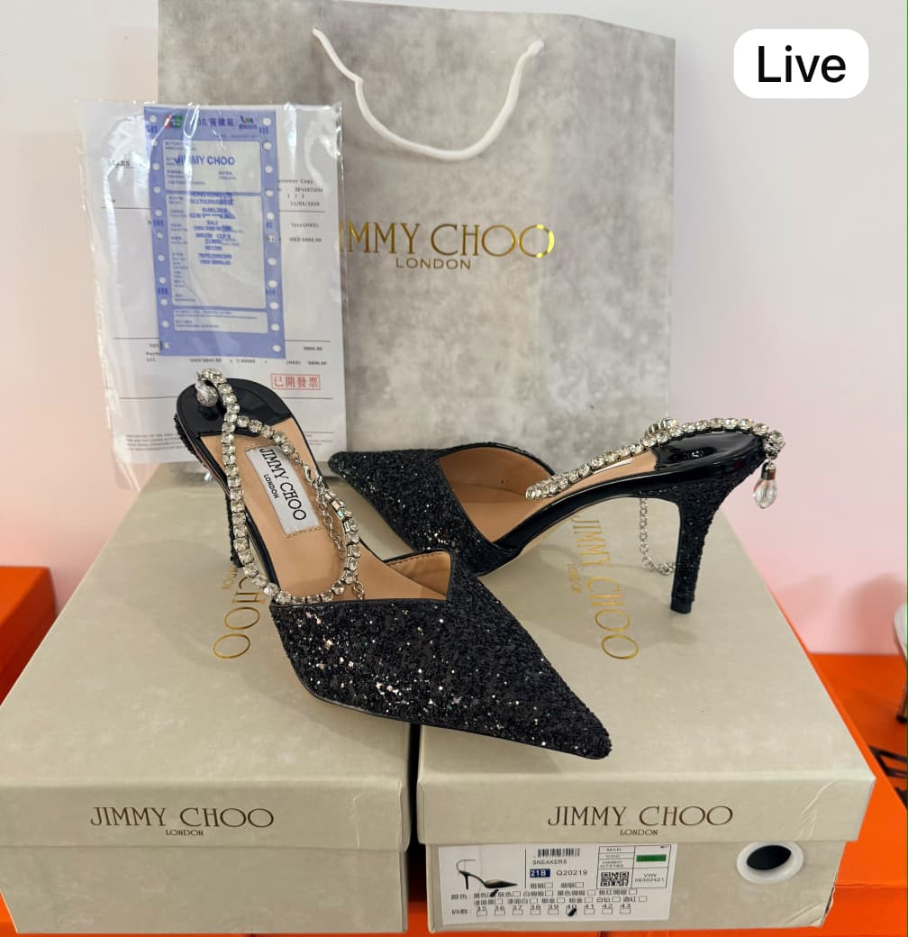 Jimmy Choo Saeda Heels – Black & Silver