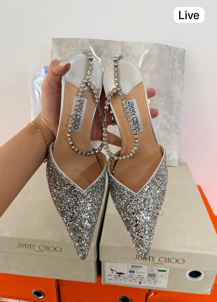 Jimmy Choo Saeda Heels – Black & Silver